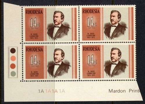 Rhodesia - 1 Control Block of 4 1A - 1973 - MNH