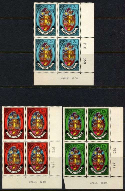 Rhodesia - Set of 3 PTC Blocks of 4 - 1972 - MNH