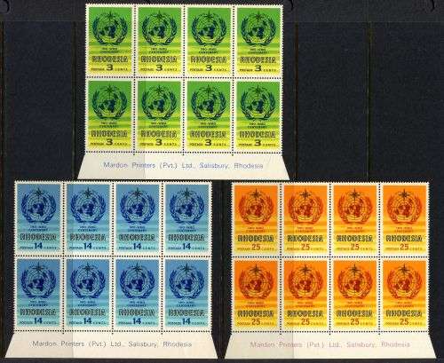 Rhodesia - Set of 3 Imprint Blocks of 8 - 1973 - MNH
