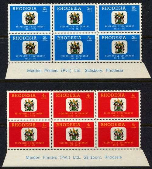 Rhodesia - Set of 4 Imprint Blocks of 6 - 1973 - MNH