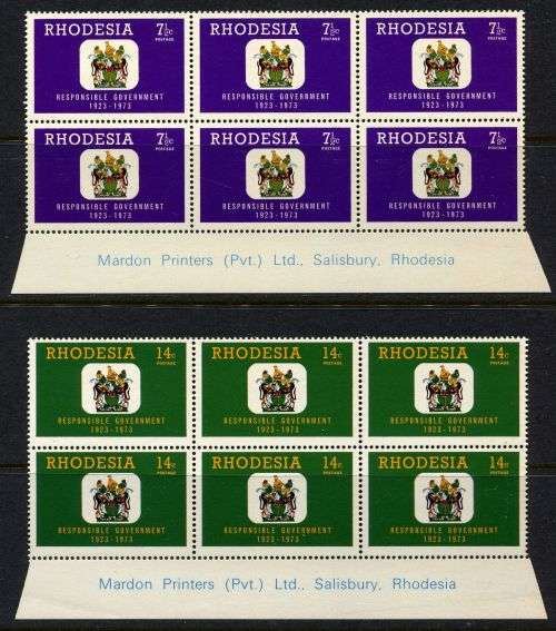 Rhodesia - Set of 4 Imprint Blocks of 6 - 1973 - MNH