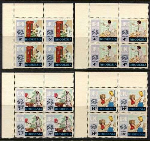 Rhodesia - Set of 4 Corner Blocks of 4 - 1974 - MNH