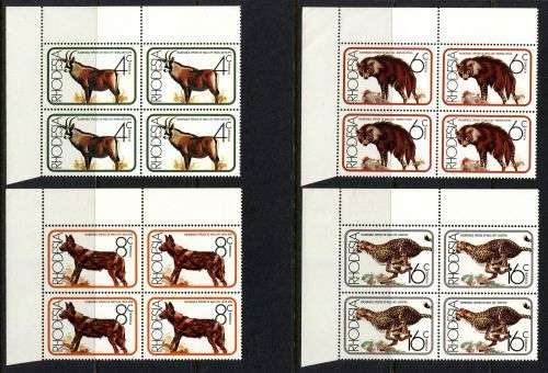 Rhodesia - Set of 4 Corner Blocks of 4 - 1976 - MNH