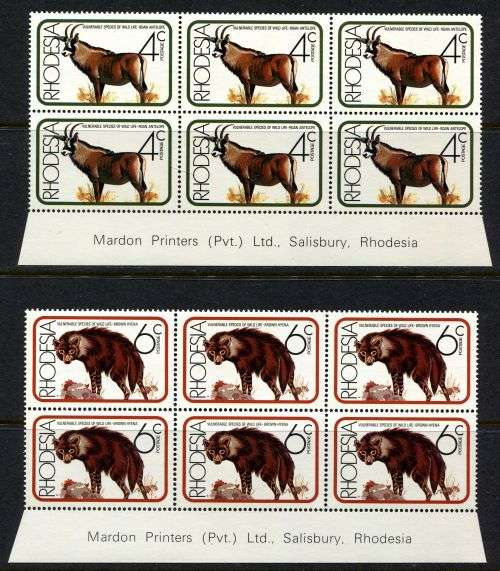 Rhodesia - Set of 4 Imprint Blocks of 6 - 1976 - MNH