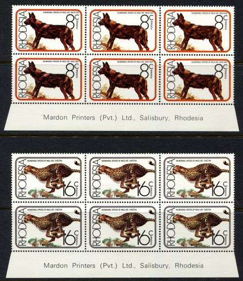 Rhodesia - Set of 4 Imprint Blocks of 6 - 1976 - MNH