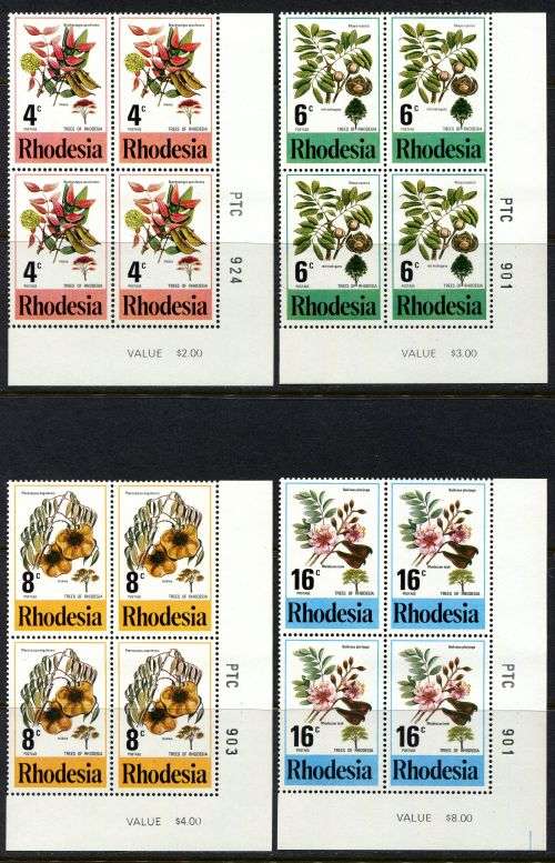 Rhodesia - Set of 4 PTC Blocks of 4 - 1976 - MNH