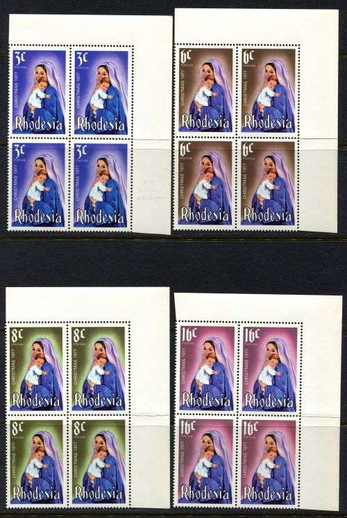 Rhodesia - Set of 4 Corner Blocks of 4 - 1977 - MNH