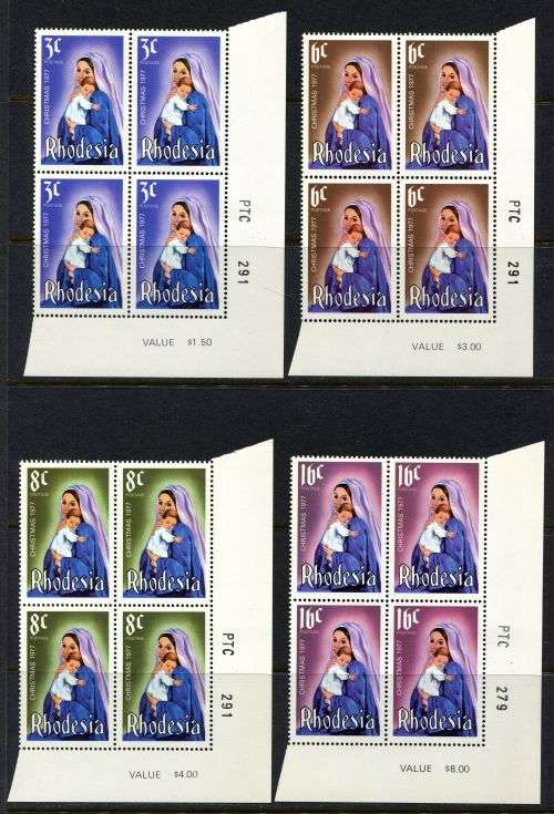 Rhodesia - Set of 4 PTC Blocks of 4 - 1977 - MNH