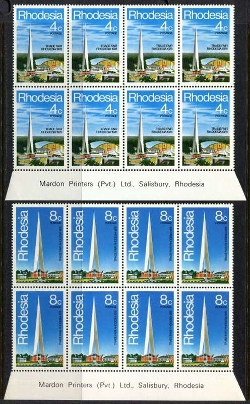 Rhodesia - Set of 2 Imprint Blocks of 8 - 1978 - MNH