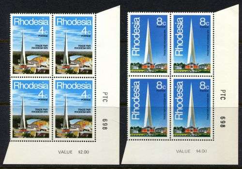 Rhodesia - Set of 2 Imprint Blocks of 4 - 1978 - MNH