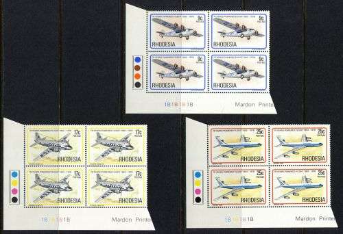 Rhodesia - Set of 6 Control Blocks of 4 1B - 1978 - MNH