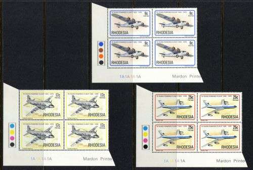 Rhodesia - Set of 6 Control Blocks of 4 1A - 1978 - MNH