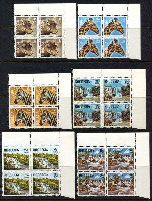 Rhodesia - Set of 15 Corner Blocks of 4 - 1978 - MNH