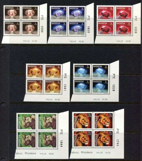 Rhodesia - Set of 15 PTC Blocks of 4 - 1978 - MNH