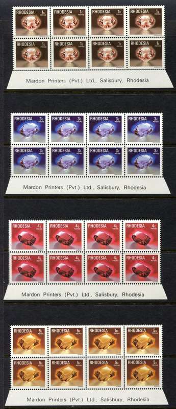 Rhodesia - Set of 15 Imprint Blocks  - 1978 - MNH