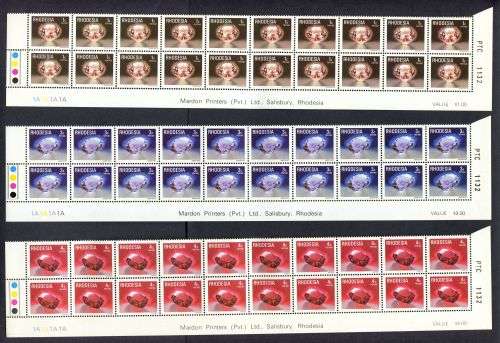 Rhodesia - Set of 15 Double Bottom Rows 1A Original Printing - 1978 - MNH