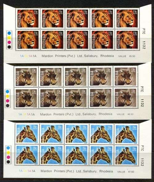 Rhodesia - Set of 15 Double Bottom Rows 1A Original Printing - 1978 - MNH