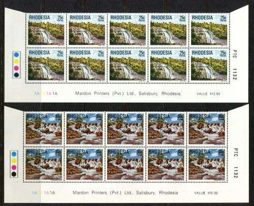 Rhodesia - Set of 15 Double Bottom Rows 1A Original Printing - 1978 - MNH