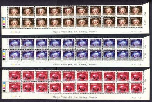 Rhodesia - Set of 15 Double Bottom Rows 1B Original Printing - 1978 - MNH