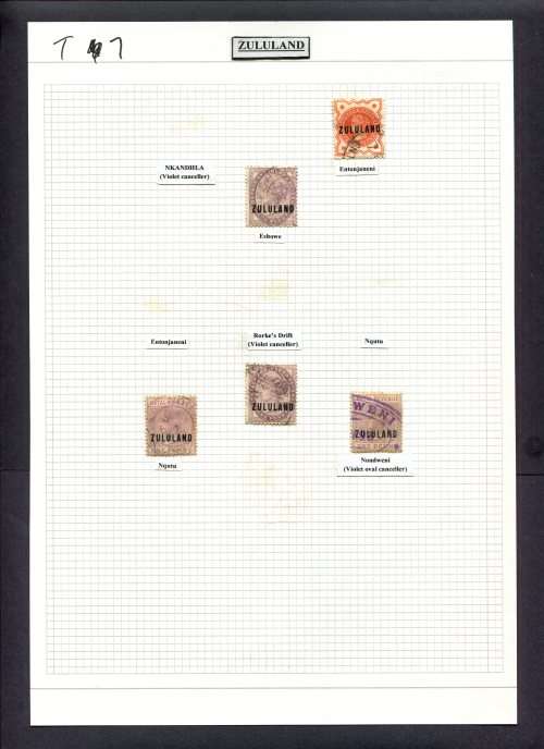 Zululand - 5 Stamps Mounted(Hinged) on Old Album Page