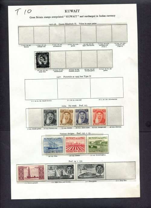 Kuwait - 7 Stamps Mounted(Hinged) on Old Album Page