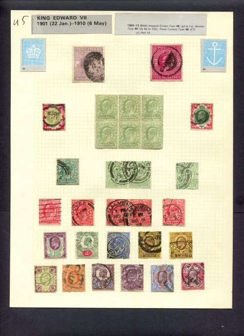Great Britain - 28 Stamps Mounted (Hinged) On Album Page