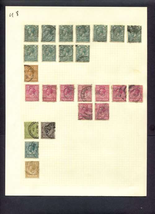 Great Britain - 25 Stamps Mounted (Hinged) On Album Page