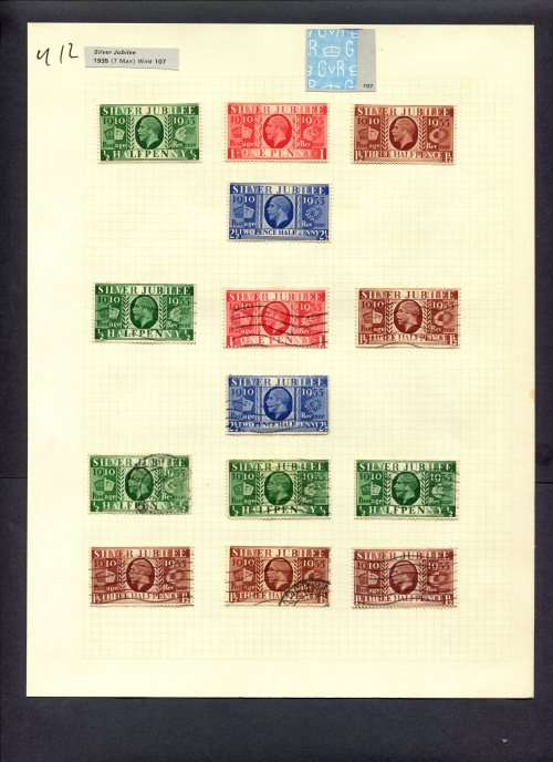 Great Britain - 14 Stamps Mounted (Hinged) On Album Page