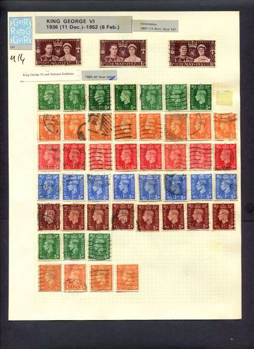 Great Britain - 49 Stamps Mounted (Hinged) On Album Page