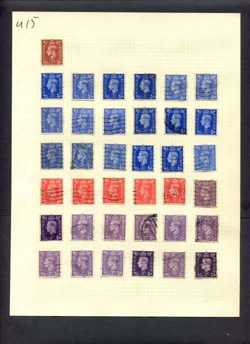 Great Britain - 37 Stamps Mounted (Hinged) On Album Page