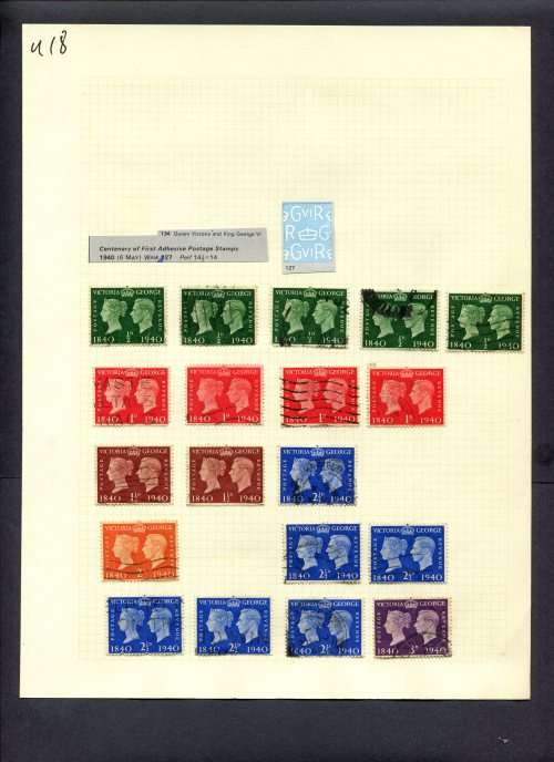 Great Britain - 19 Stamps Mounted (Hinged) On Album Page