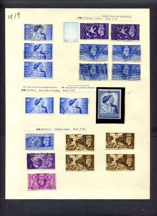 Great Britain - 19 Stamps Mounted (Hinged) On Album Page