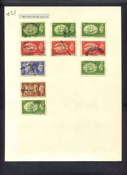 Great Britain - 10 Stamps Mounted (Hinged) On Album Page