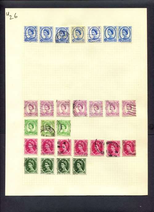 Great Britain - 25 Stamps Mounted (Hinged) On Album Page