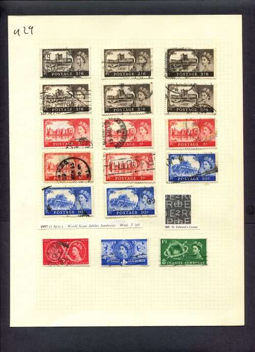 Great Britain - 17 Stamps Mounted (Hinged) On Album Page