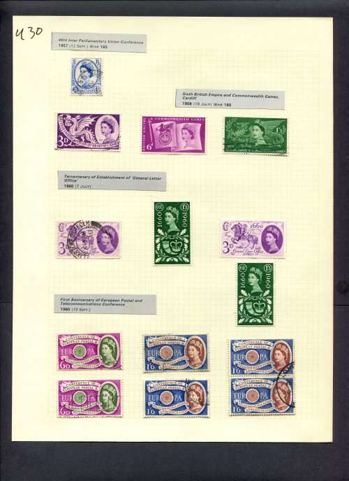 Great Britain - 14 Stamps Mounted (Hinged) On Album Page