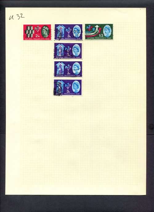 Great Britain - 6 Stamps Mounted (Hinged) On Album Page