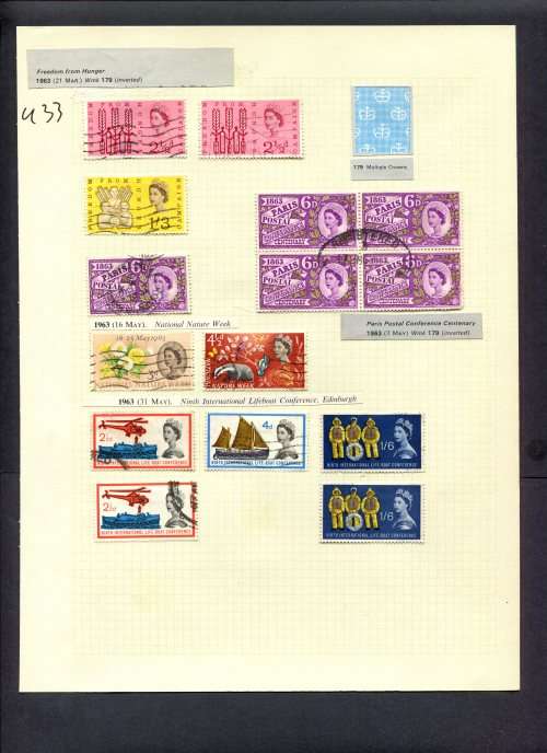Great Britain - 15 Stamps Mounted (Hinged) On Album Page