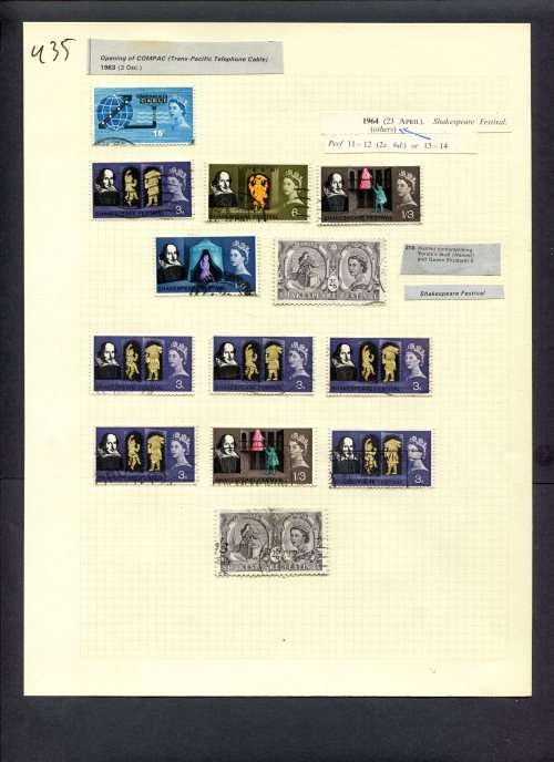 Great Britain - 13 Stamps Mounted (Hinged) On Album Page