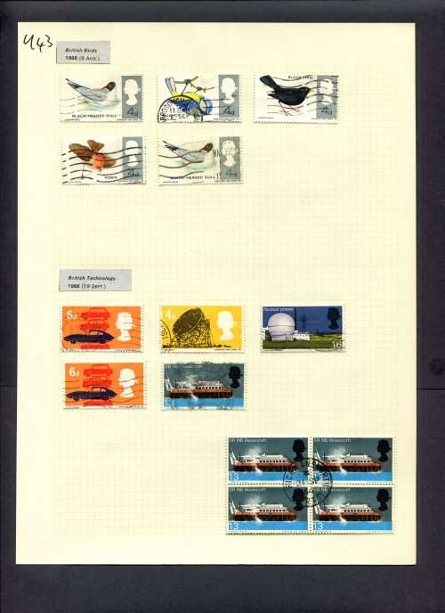 Great Britain - 14 Stamps Mounted (Hinged) On Album Page