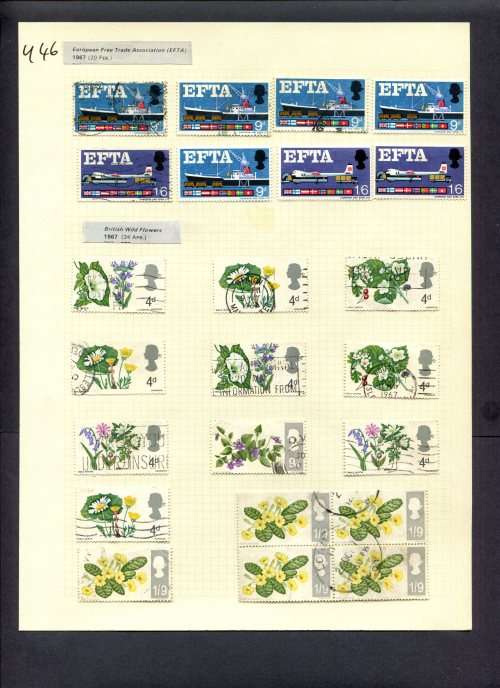 Great Britain - 23 Stamps Mounted (Hinged) On Album Page