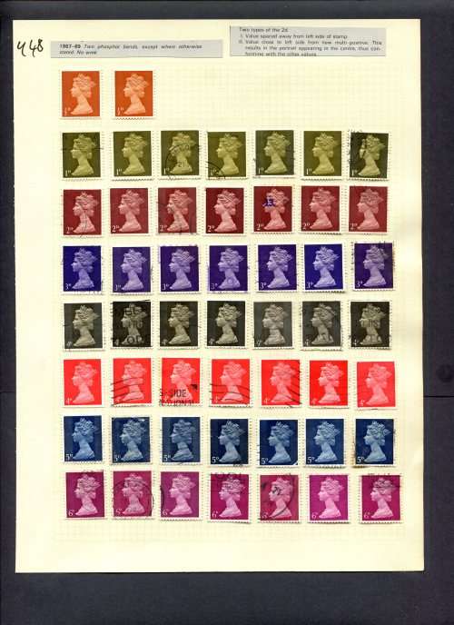 Great Britain - 49 Stamps Mounted (Hinged) On Album Page
