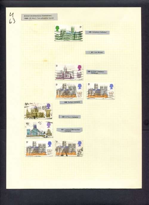 Great Britain - 8 Stamps Mounted (Hinged) On Album Page