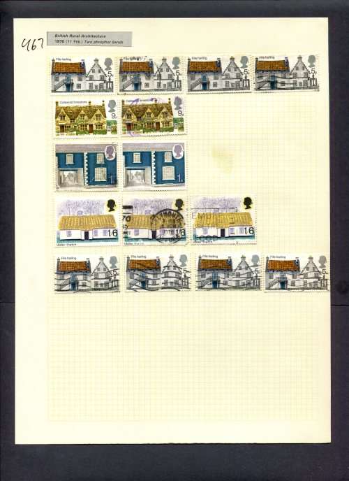 Great Britain - 15 Stamps Mounted (Hinged) On Album Page