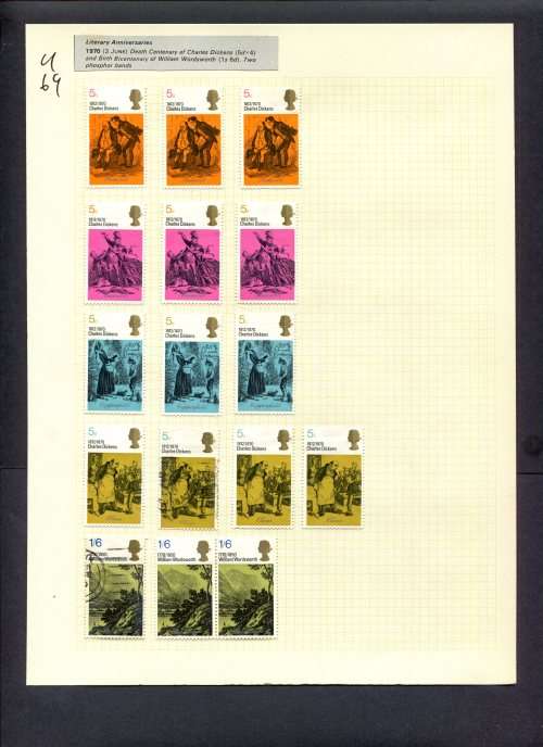 Great Britain - 16 Stamps Mounted (Hinged) On Album Page