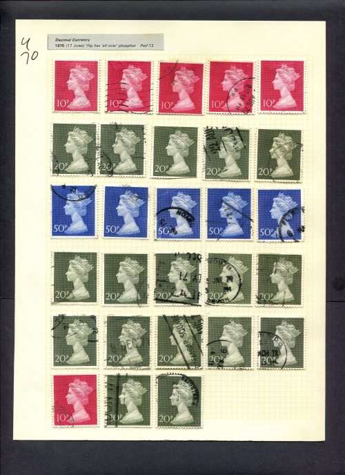 Great Britain - 28 Stamps Mounted (Hinged) On Album Page