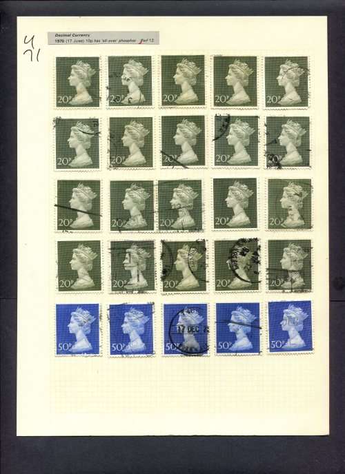 Great Britain - 25 Stamps Mounted (Hinged) On Album Page