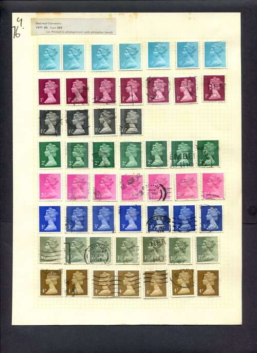 Great Britain - 53 Stamps Mounted (Hinged) On Album Page