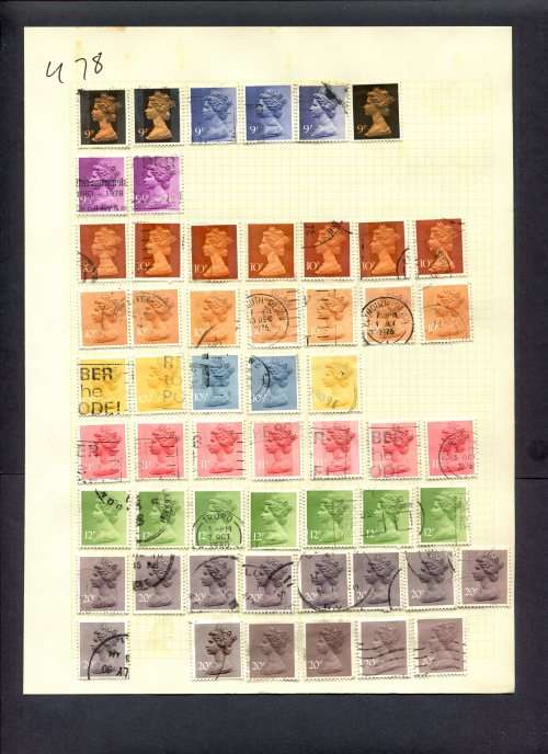 Great Britain - 55 Stamps Mounted (Hinged) On Album Page