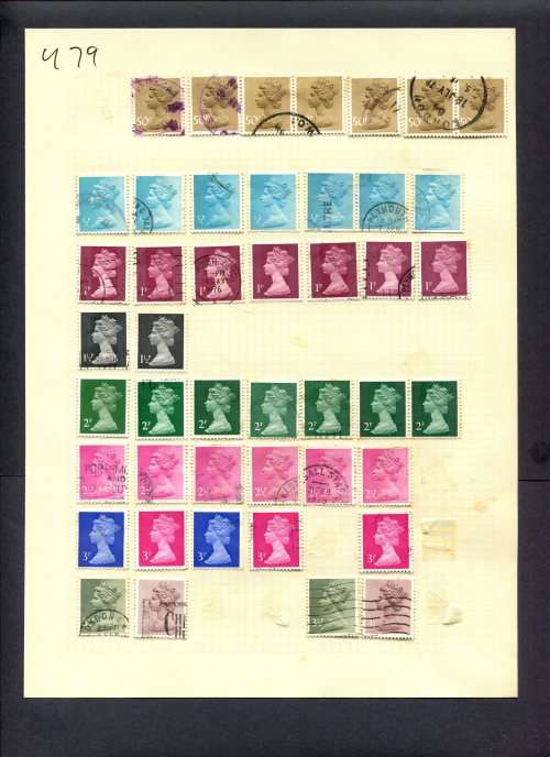 Great Britain - 45 Stamps Mounted (Hinged) On Album Page